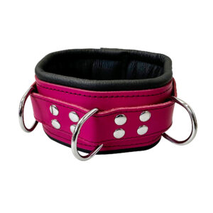 pink schwarze 8cm breite Leder Halsfessel
